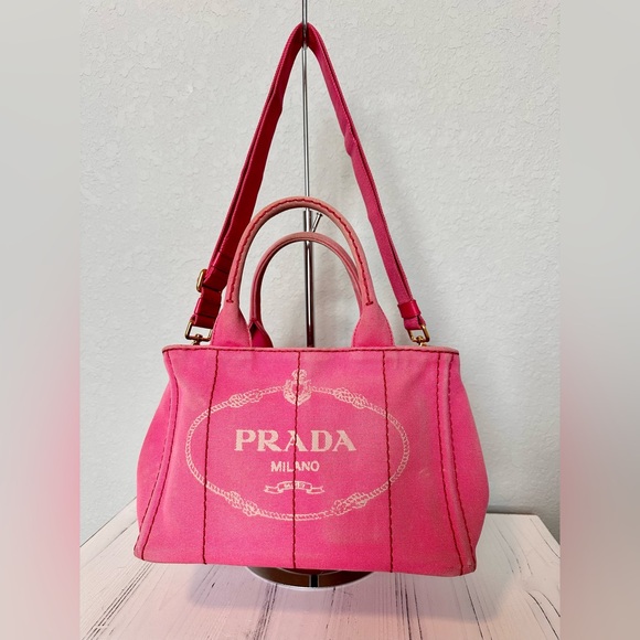 Pink Prada Canapa Tote With Strap - Picture 1 of 15